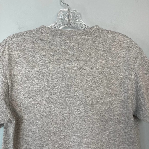 CHRISTMAS Cat with Santa Hat Holiday Wreath Heather Gray Crewneck T-Shirt Size S - Picture 11 of 13